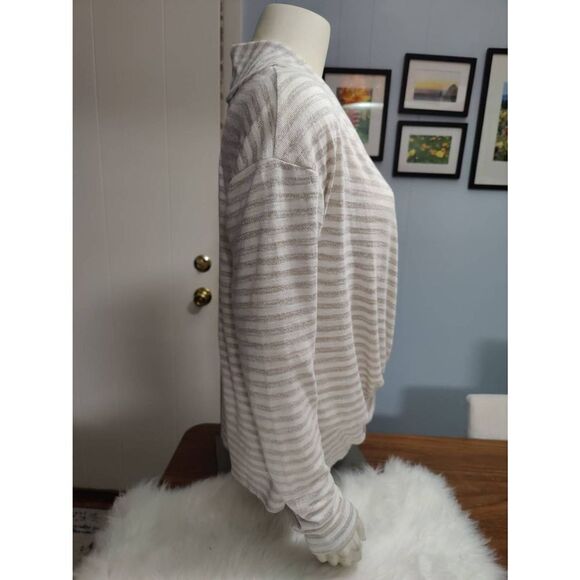 Sanctuary Draped Knot Long Sleeve Metallic Striped Sweater - Picture 2 of 5